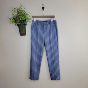 Liverpool Renee Straight Leg Knit Trouser Herringbone Stripe Blue White Pants 4